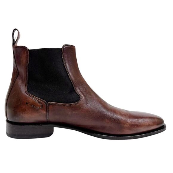MONTE‎ ROSSO Men\'s Cognac Brown, Distressed Leather Chelsea Boots